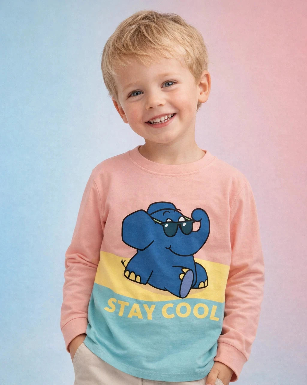 koaa – The Elephant “Stay Cool” – Longsleeve pink/yellow/blue