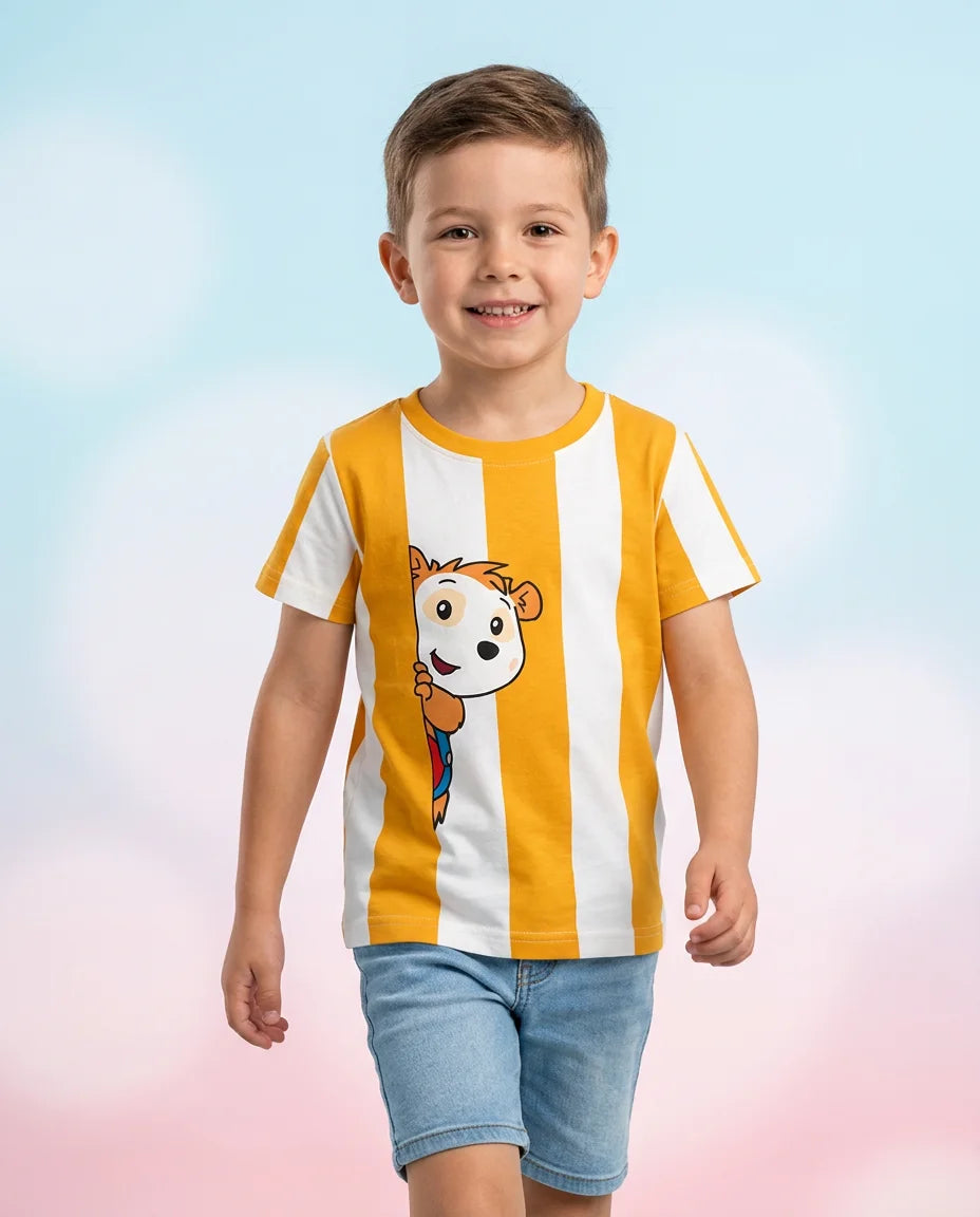 koaa – Bobo Dormouse Stripes – T-Shirt yellow/white