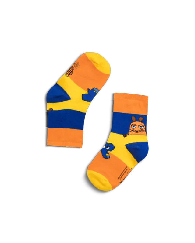 koaa – Maus & Elefant "Color Block" – Socks blue/yellow/orange