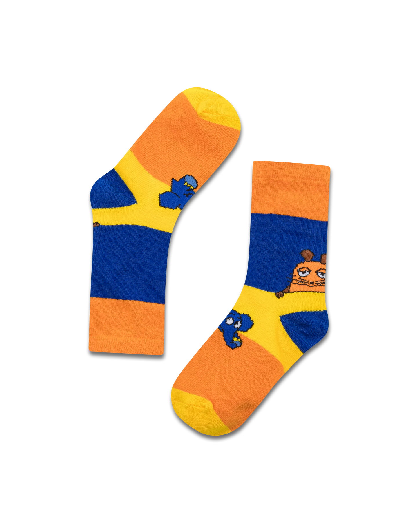 koaa – Maus & Elefant "Color Block" – Socks blue/yellow/orange