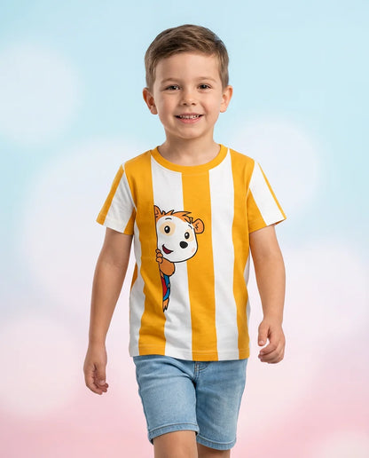 koaa – T-shirt Bobo Dormouse Stripes jaune/blanc