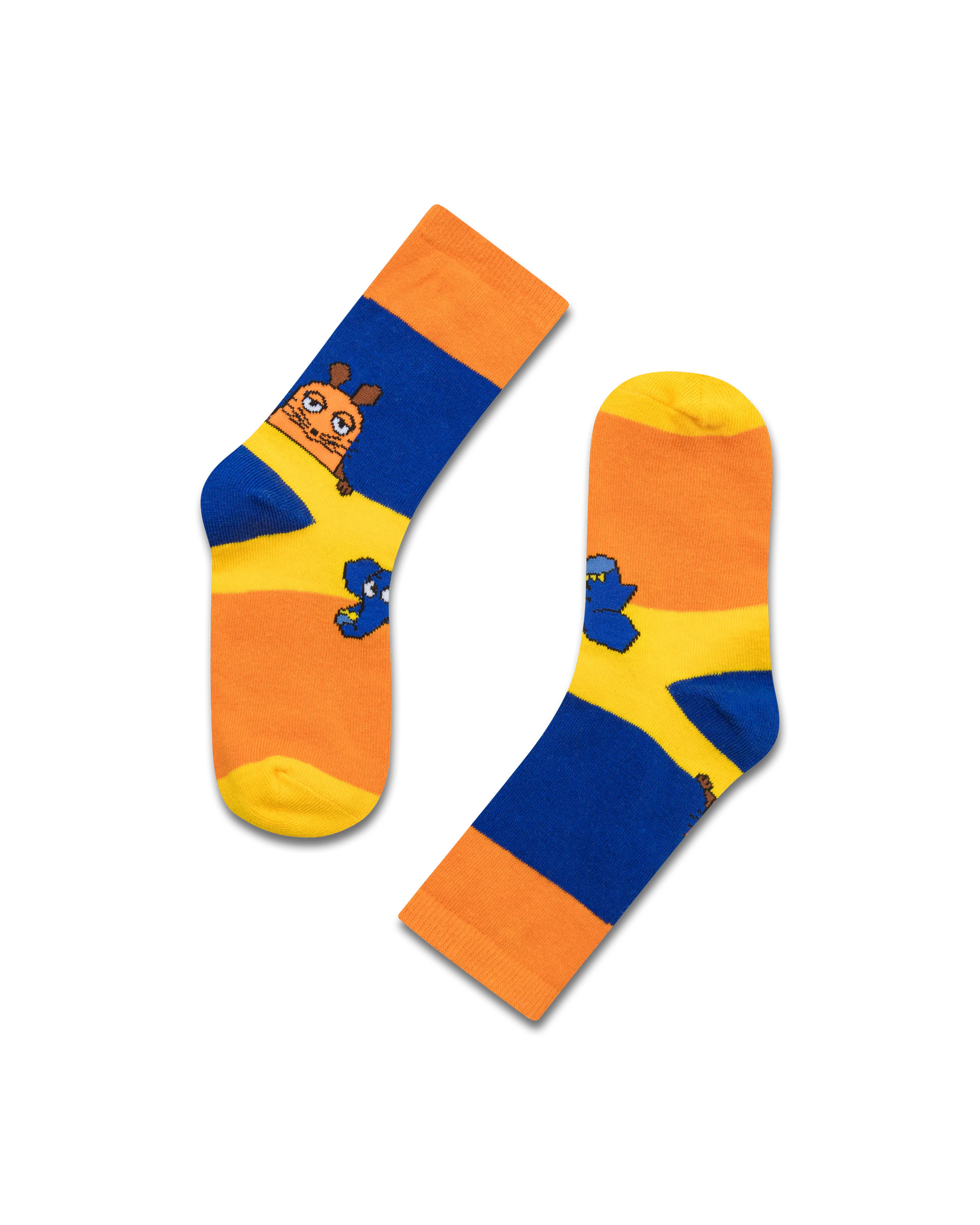 koaa – Maus & Elefant "Color Block" – Socks blue/yellow/orange