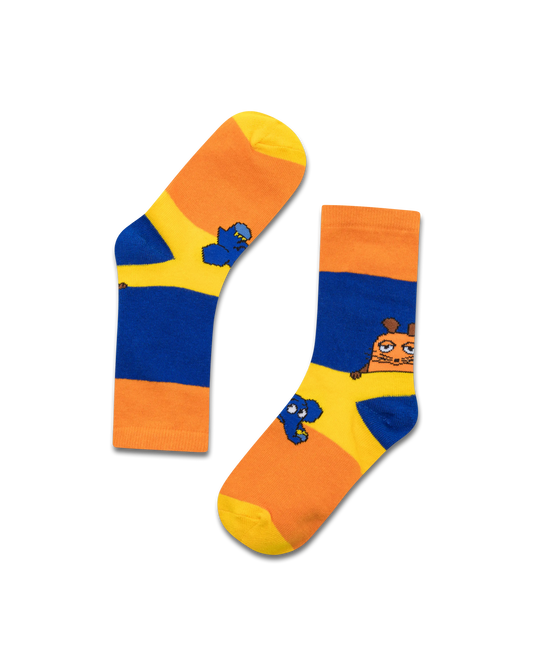 koaa – Mouse & Elephant “Color Block” – Socks blue/yellow/orange