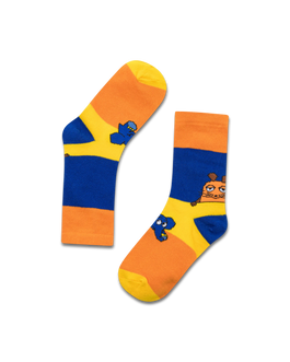 koaa – Maus & Elefant "Color Block" – Socks blue/yellow/orange