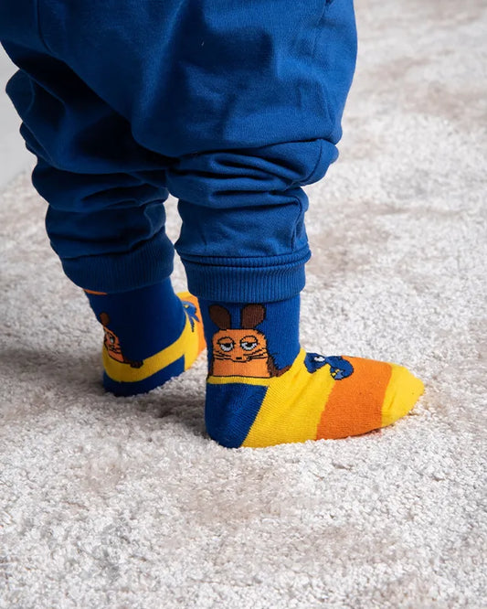 Detailansicht von koaa – Mouse & Elephant “Color Block” – Socks blue/yellow/orange
