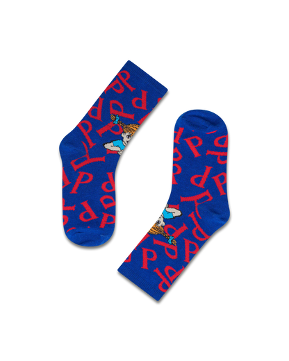koaa – Pippi Langstrumpf "P" – Easy Socks blue/red