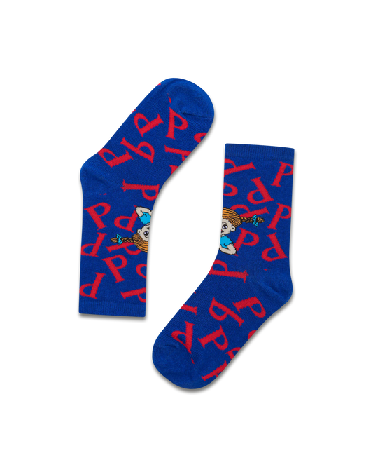 koaa – Pippi Langstrumpf "P" – Easy Socks blue/red