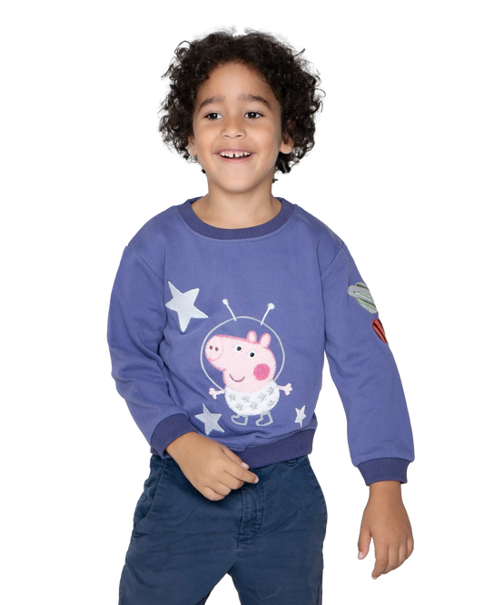 Detailansicht von koaa – George Pig „Space“ Sweater | Purple kids' sweater made from organic cotton