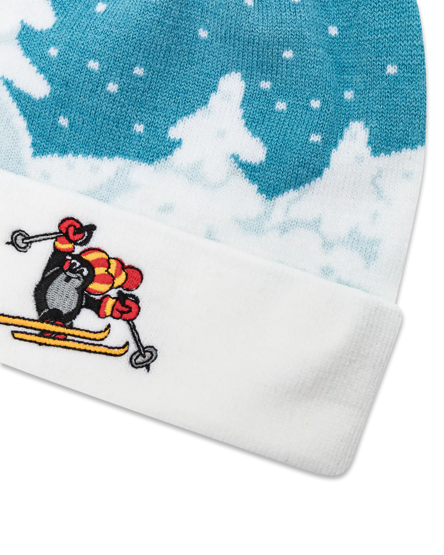 koaa – Der kleine Maulwurf “Ski” – Bobble Beanie white/blue