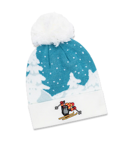 koaa – Der kleine Maulwurf “Ski” – Bobble Beanie white/blue