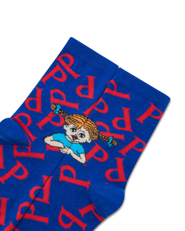 koaa – Pippi Longstocking “P” – Easy Socks blue/red